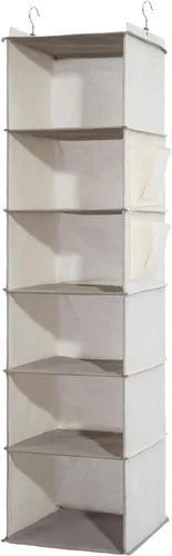 Miniatura 7 de Organizador de armario colgante de 4 estantes y almacenamiento, estantes colgantes plegables para armario con 2 bolsillos laterales, organizador