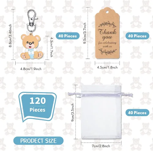 Miniatura 2 de Tenare 120 llaveros de oso para decoración de fiestas para invitados, regalos de fiesta de oso, regalos de agradecimiento, lindo llavero con bolsas