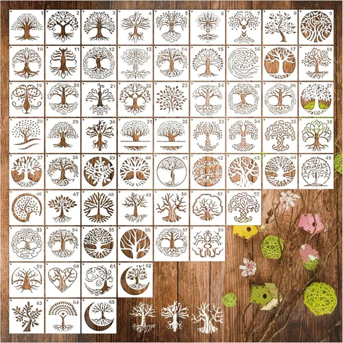 Miniatura 14 de Plantillas pequeñas de 3 pulgadas para pintar sobre madera, paredes, tarjetas, roca, portavasos, plantillas reutilizables para decoración de madera