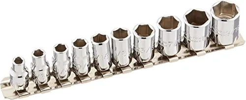 Juego de llaves de vaso de 10 piezas de 1/4" - 6 puntos