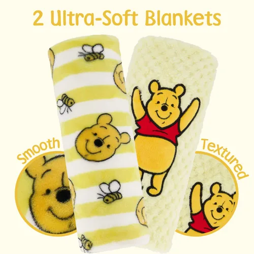 Miniatura 13 de Disney Paquete de 2 mantas de bebé para bebés y recién nacidos, manta de forro polar texturizado de felpa Winnie The Pooh, regalo unisex perfecto