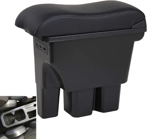 YJYWZH Caja de reposabrazos de doble capa para Suzuki Jimny JB64W/JB74W 2018-2023, organizador de automóvil, consola central de almacenamiento Negro