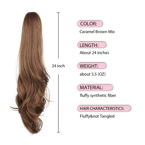Miniatura 32 de Extensiones de cola de caballo de cabello rubio, extensiones de cola de caballo para mujer, pinza de extensiones de cabello rizado de 12 pulgadas