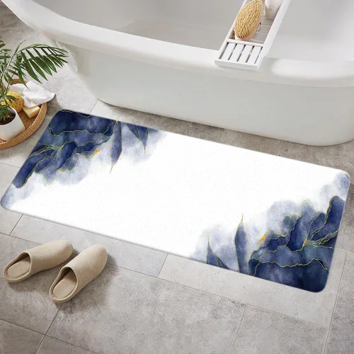 Miniatura 21 de Tapetes de baño de mármol verde y dorado para baño, de franela verde oliva esmeralda oscuro, tapete de baño para ducha, antideslizante, moderno