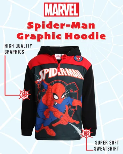 Miniatura 2 de Marvel Sudadera con capucha de forro polar Avengers para niño - Capitán América, Spider-Man, Iron Man (Tamaño 2T-18)