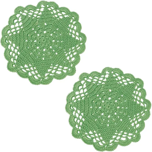 Juego de 2 manteles individuales de encaje con diseño de flores huecas de ganchillo, manteles individuales de encaje para taza de té, aniversario,