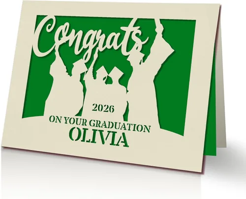 Miniatura 11 de EDSG Tarjetas de graduación personalizadas, felicitaciones, regalo de graduación, suministros de decoración de graduación, corte de papel láser