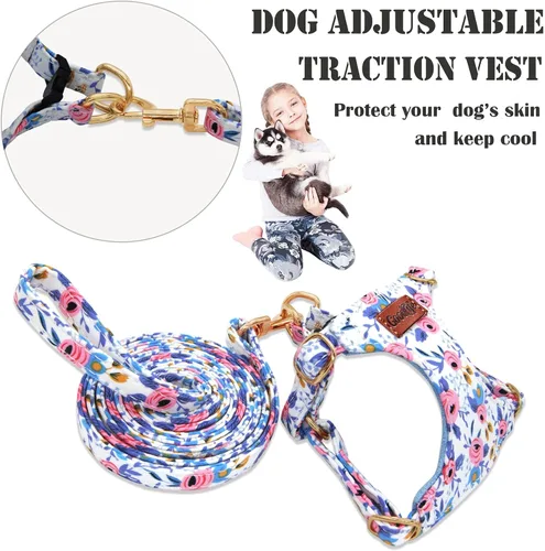 Miniatura 2 de OaaXbbECco Arnés suave y ajustable para cachorro, arnés suave y ajustable para perro y correa para perro, sin estrangulamiento, a prueba de escape
