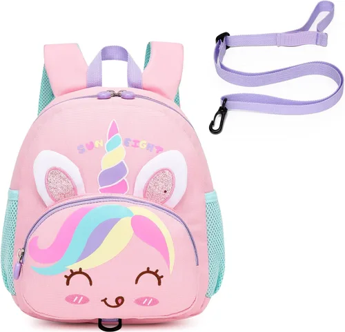 Miniatura 7 de Mochila pequeña para niñas y niños, mochila para perschool con correa para el pecho, dibujos animados 3D, Unicornio, Linda mini mochila para niñas