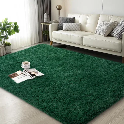 Miniatura 95 de Mugorn - Alfombra de 8 x 10 pies, alfombras grandes, esponjosas, suaves, peludas, antideslizantes, mullidas para interiores, color negro, 8 x 10 pies
