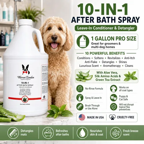 Miniatura 2 de Warren London Aerosol 10 en 1 para después del baño para perros, acondicionador y desenredante para perros, espray de aseo para mascotas con aloe