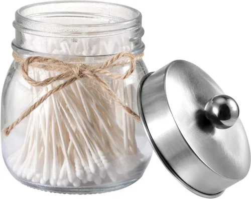 Miniatura 12 de SheeChung Tarro pequeño de albañil, soporte de cristal, tarros de boticario con tapas, organizadores de baño y almacenamiento, recipiente de baño