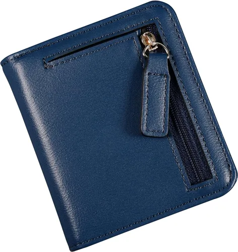Miniatura 12 de Cartera pequeña para mujer, con bloqueo RFID, de cuero, plegable, compacta, tarjetero para mujer, con cremallera, bolsillo para monedas, ventana