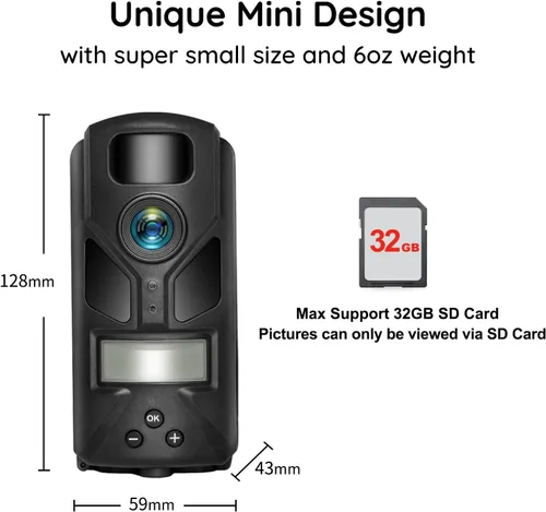 Miniatura 4 de OUTDOOR EXPERT Cámara de Rastro MINI de 20MP, cámara de rastro de caza de 1080P sin brillo, 940 nm, visión nocturna activada por movimiento, IP66