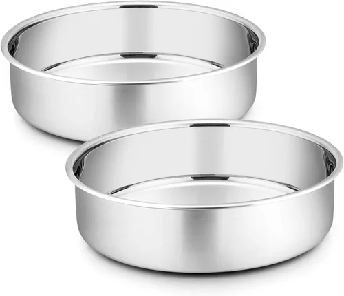 Miniatura 10 de P&P CHEF - Juego de 2 moldes redondos para pastel de 5 pulgadas, moldes para hornear de acero inoxidable, capas para pastel, no tóxicos