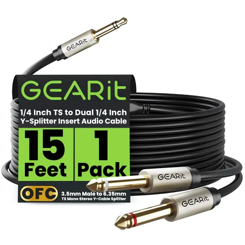 Miniatura 10 de GEARit Cable de inserción de 10 pies – 1/4 "TRS estéreo macho a doble 1/4" TS mono macho Y-Splitter Breakout Cable, cable de conexión de audio