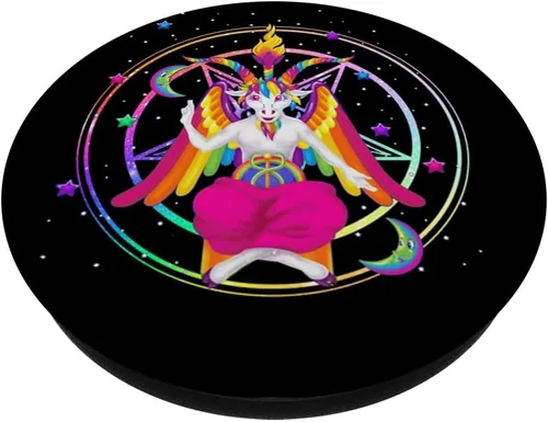 Miniatura 2 de Rainbow Baphomet Pentagram Sigil Goat PopSockets PopGrip intercambiable
