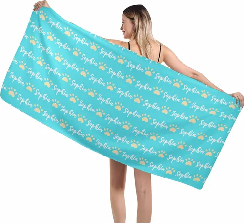 Miniatura 16 de MyPupSocks Toallas de playa personalizadas para niños y adultos, toalla de piscina con nombre y cara de perro, regalos personalizados con nombre