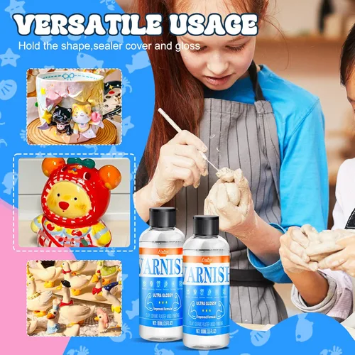 Miniatura 5 de Air Dry Clay Glaze - Barniz de arcilla de fórmula mejorada de 6.8 fl oz, esmalte de cerámica ultra brillante, sellador de arcilla para evitar