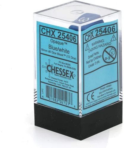 Miniatura 4 de Chessex CHX25406 Juego de dados opacos azul/blanco