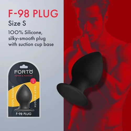 Miniatura 2 de Forto Tapón de silicona F-98 para hombres y mujeres, consolador de enchufe anal erótico (silicona, negro, pequeño)
