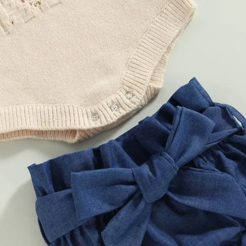 Miniatura 5 de Rtnnsbbfcm Ropa de verano para bebé recién nacida, sin mangas, cuello halter, mameluco floral con diadema de 3 piezas