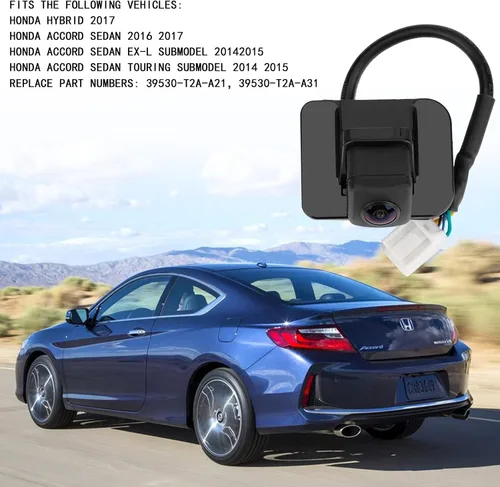 Miniatura 3 de 39530-T2A-A31 Cámara de respaldo de visión trasera compatible con Honda Accord Sedan EX-L 2014 2015, Accord Sedan 2016 2017 Reemplazo #