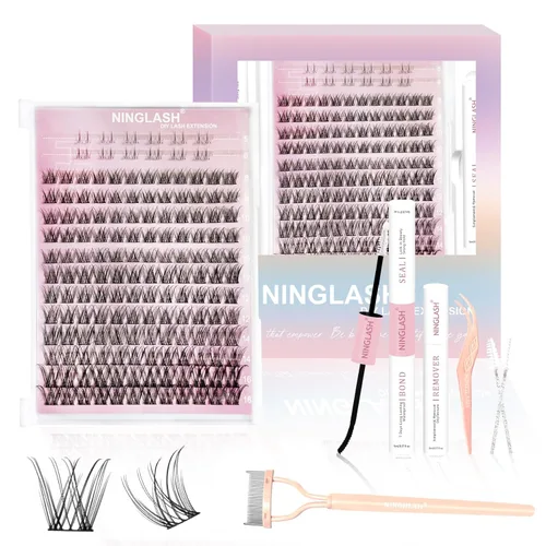 Miniatura 12 de Extensiones de pestañas naturales en racimo de pestañas finas de 0.315 a 0.472 pulgadas, racimos de pestañas cortas de aspecto natural, extensiones