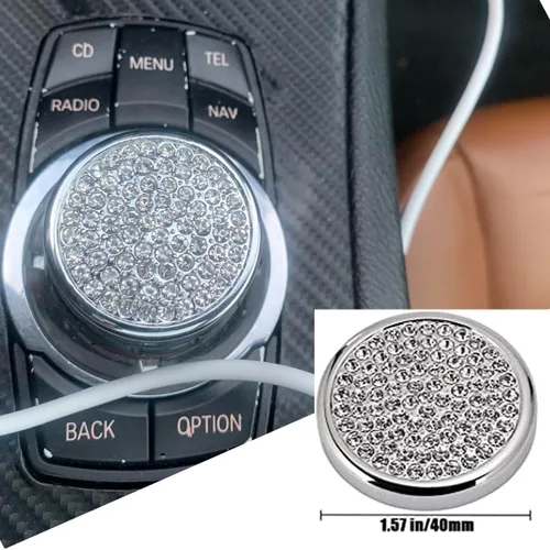 Miniatura 4 de MICROCK Accesorios Brillantes para BMW 1 2 3 5 7 Series X1 X3 X5 X6 Media iDrive Cubierta de Perilla del Botón Interruptor de Control Botón