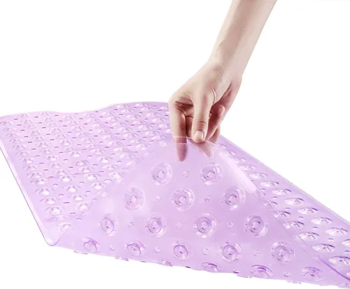 YINENN Tapete de ducha para bañera de 40 x 16 pulgadas, antideslizante y extragrande, tapete para bañera con ventosas, lavable a máquina, con Morado