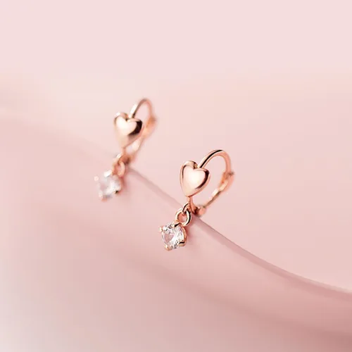 Miniatura 4 de SLUYNZ Aretes de aro de plata de ley con forma de corazón pequeño para mujer