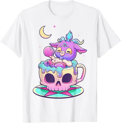 Miniatura 97 de Kawaii Pastel Goth Cute espeluznante Pentáculo Baphomet - Camiseta de cabra, Negro
