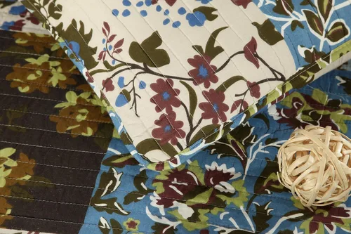 Miniatura 8 de Tache Home Fashion Colcha de algodón hawaiano con diseño floral de retazos – Bosque perdido – Juego de colcha ligera reversible de verano azul