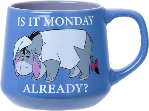 Silver Buffalo Disney Winnie the Pooh Is It Monday Already With Eeyore - Taza de cerámica cónica, 18 onzas