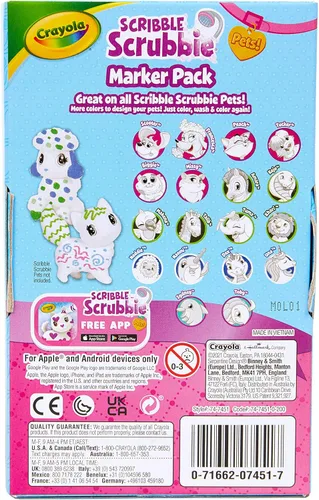 Miniatura 3 de Crayola Scribble Scrubbie Pets - Juego de recambio y expansión de marcadores - 24 marcadores lavables para niños, regalos para niñas y niños