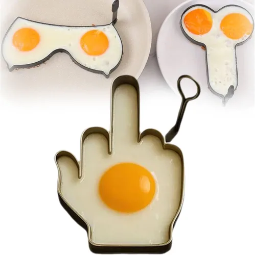 Miniatura 7 de Divertido molde de huevo de dedo medio, molde único para huevos cocidos, anillos de huevo para freír huevos, anillo de huevo antiadherente, 4 piezas