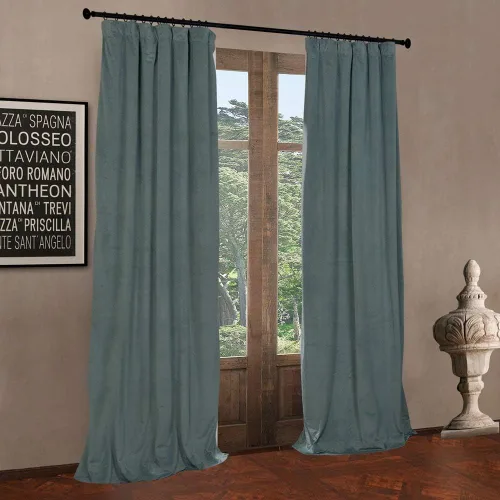 Miniatura 2 de LETAU Cortinas opacas plisadas con forro de 84 pulgadas de largo, cortinas térmicas con peso de terciopelo de lujo, 26 pulgadas de ancho x 54 Aqua