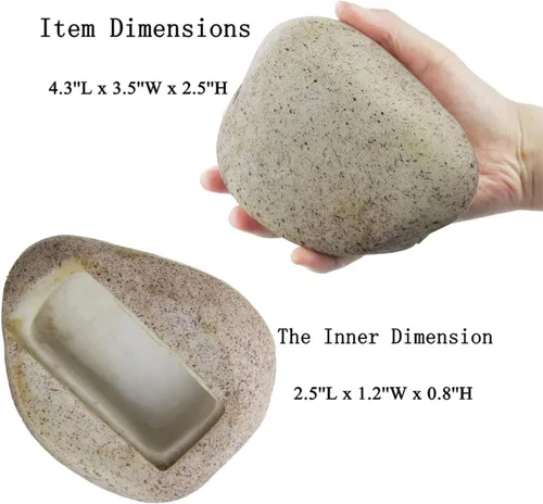 Miniatura 5 de Llavero de piedra de imitación seguro para exteriores, falsa llave de roca oculta, decoración de jardín, compartimento secreto, caja