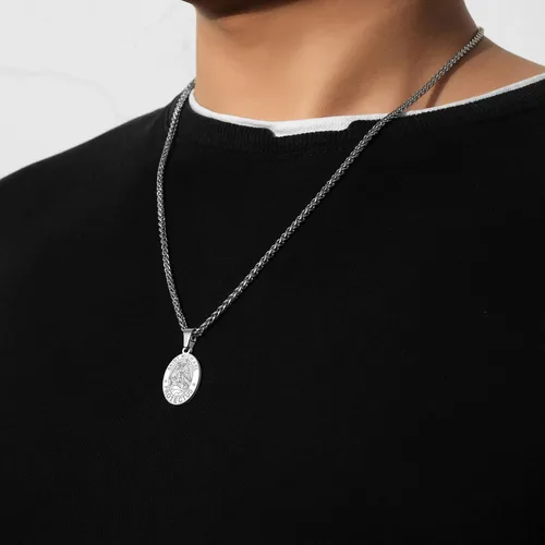 Miniatura 97 de P. BLAKE Collar ovalado de San Cristóbal, Miguel, José, Jude/Virgen María/José/Francisco/Patrick/Anthony/Benedict/Thomas para hombres y mujeres