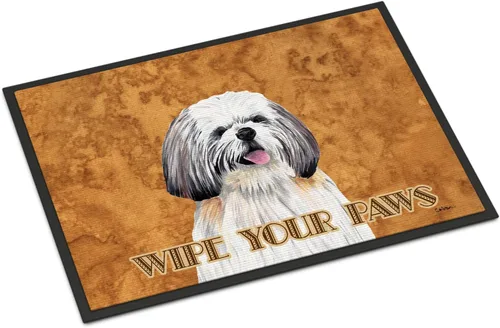Caroline's Treasures SC9128JMAT Shih Tzu Wipe Your Paws - Tapete para puerta delantera, 24 x 36 pulgadas, para interiores y exteriores, para