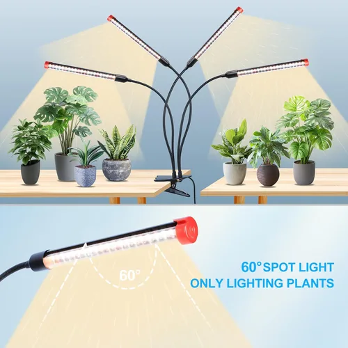 Miniatura 4 de GameChanger! Luces de crecimiento de 36 W, no 15 W, 4 cabezales con clip fuerte para plantas de interior con temporizador, mejor regalo para amantes