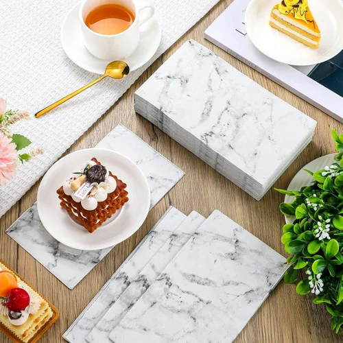 Miniatura 5 de Zonon 200 toallas de mano de papel para baño, toallas de mano desechables de mármol, toallas decorativas de mármol para cena, servilletas