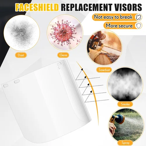 Miniatura 3 de Kingdder 12 protectores faciales transparentes de repuesto para moler y cortar, 15 x 8 x 0.04 pulgadas de seguridad para protección facial
