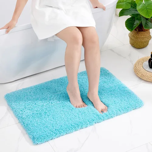 Miniatura 33 de Disolla Alfombras pequeñas para baño 17x24 antideslizante, alfombra de baño blanca esponjosa para el suelo del baño, lavable a máquina, alfombra