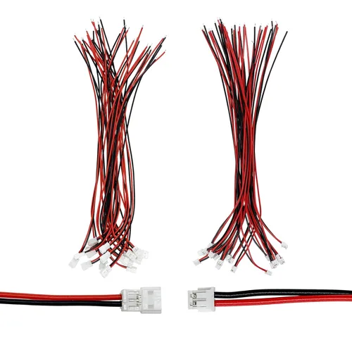 Miniatura 9 de 40 piezas (20 pares) de 0.049 in 2 pines mini micro macho y hembra de cable de conexión con conector de terminal rojo negro cable de 3.937 in