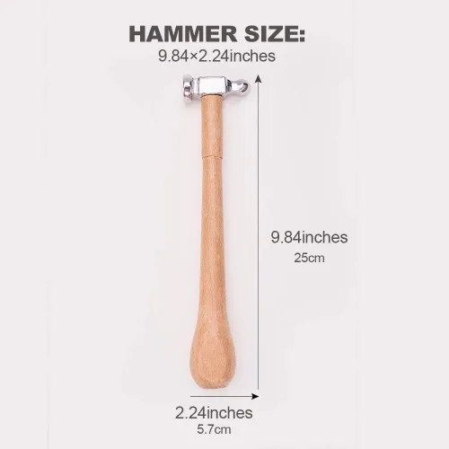 Miniatura 2 de BENECREAT Martillo de persecución de acero al carbono de dos caras, martillo de fabricación de joyas de 10 pulgadas de largo con cabeza de acero