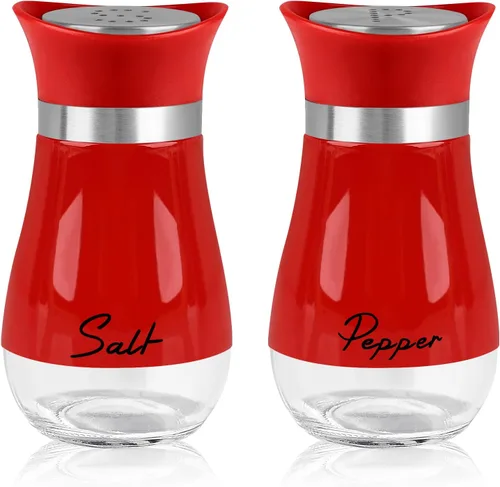 Miniatura 9 de Accmor Juego de saleros y pimenteros, recipientes de acero inoxidable de 4 onzas con fondo de vidrio para cocina, barbacoa, bar, mesa, caravana