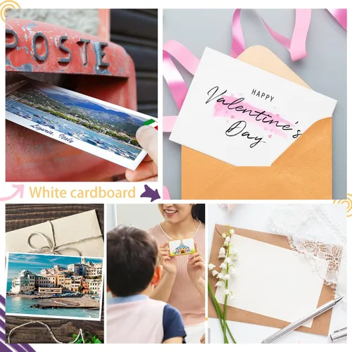 Miniatura 6 de 200 paquetes de papel de cartulina 5x7, cartulina blanca de 80lb, papel grueso de cartulina pesada para impresora, postales, invitación de boda