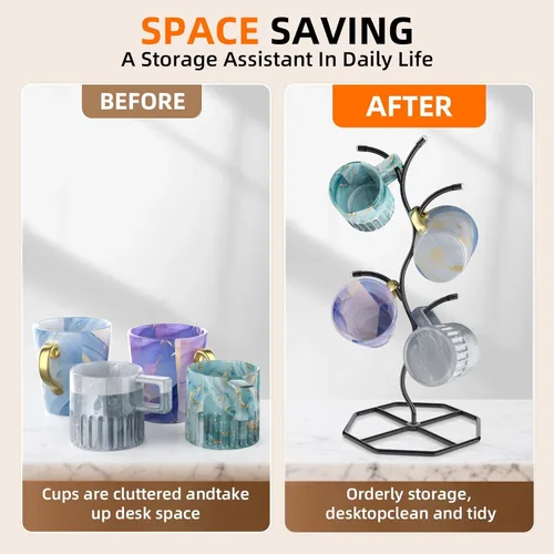 Miniatura 3 de Beesini 2 paquetes de soportes para tazas de café en forma de árbol, soporte de metal para tazas, estante decorativo para tazas, árbol de tazas