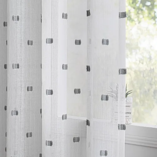 Miniatura 17 de MYSKY HOME Cortinas transparentes con pompones y bolsillo para barra, cortinas traslúcidas de gasa para ventana, 52 pulgadas de ancho x 72 pulgadas